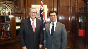 Minister of Foreign Affairs Özdil Nami meets with Alexander Downer at Australian Embassy